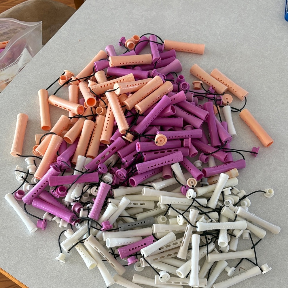 Assorted Hair Permanent Wave Hairstylists Perm Rods Set - Purple, Peach, White